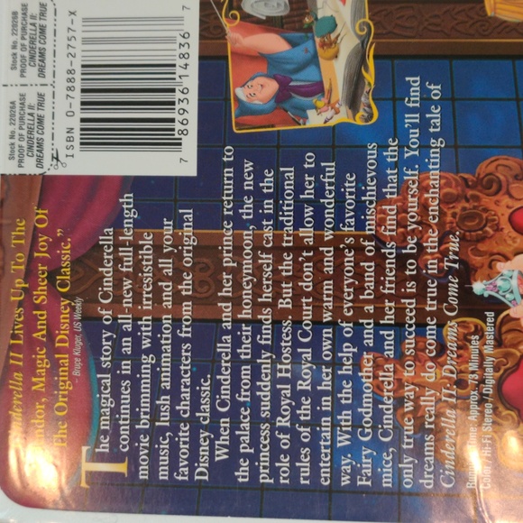 Walt Disney's Cinderella II Masterpiece Collection VHS Movie Tape - Picture 4 of 8